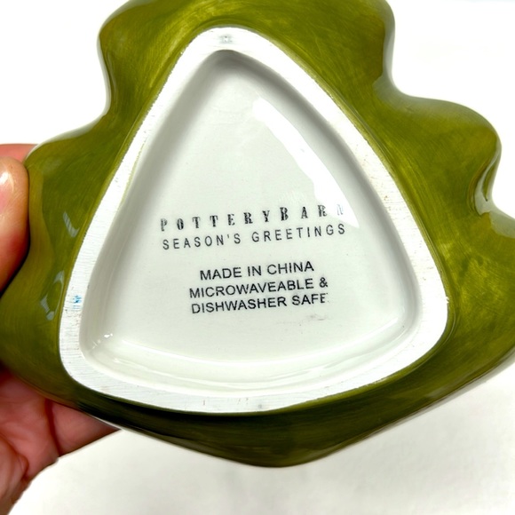 POTTERY BARN set of 2 ceramic SEASONS GREETINGS nut/candy dishes - Picture 5 of 7